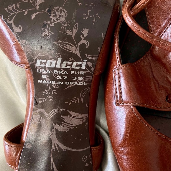 Vintage leather tie heels - Picture 3 of 5